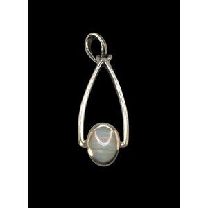 Rainbow Fire Opal Pendant Minimalistic 1”x 1/4” Sterling Silver